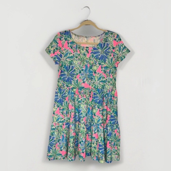 New Lilly Pulitzer Geanna Short Sleeve Dress Soleil Pink Good Hare Day Size S - Picture 1 of 3